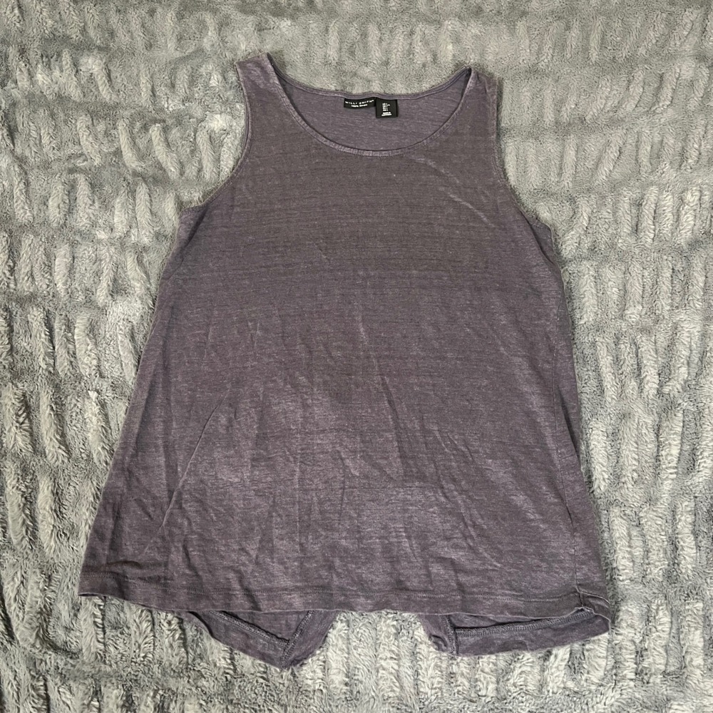 Willi Smith Linen Sleeveless Tunic Top Women's Large Gray